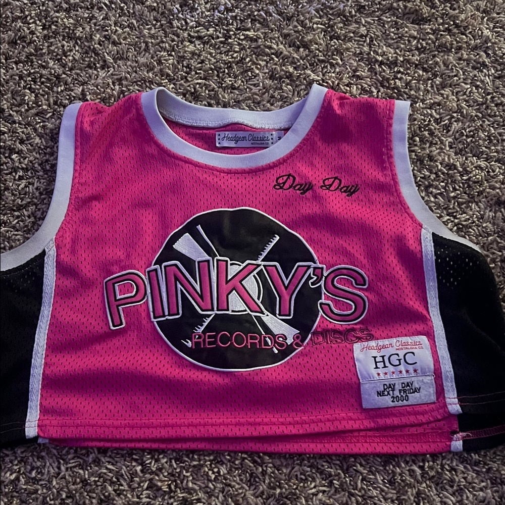 Pink and Black Pinky's Records Crop Top